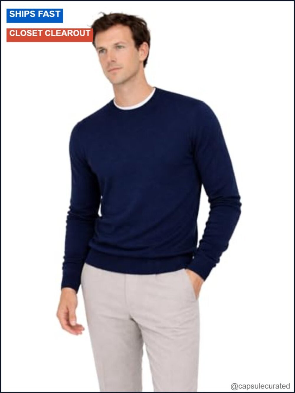 Men's Cashmere Crewneck Sweater 100% Pure Cashmere Pullover
